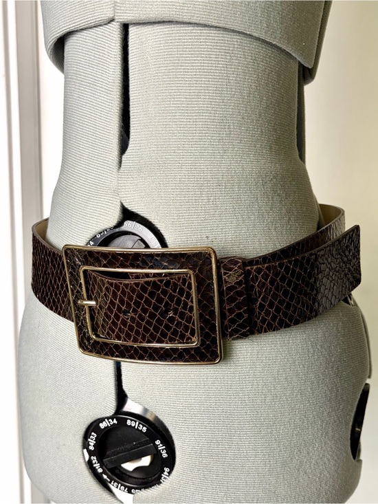 Banana Republic Snake-Embossed Patent Leather 1.75” Belt, wrapped buckle, 28-32L main image 4
